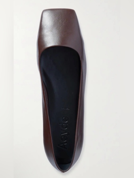 Aeyde Shoes - Aeyde Brown Leather Square-Toe Ballet Flat Matti Napa leather ballet Sz 40